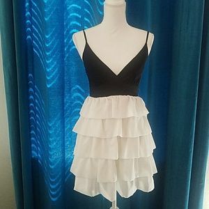 Black & Ivory  ruffled Dress